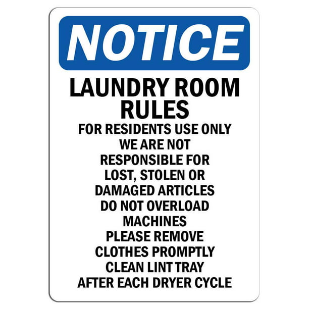 Dryer Rules Laundromat Sign 9 x 12 Metal Laundry Business Signage 